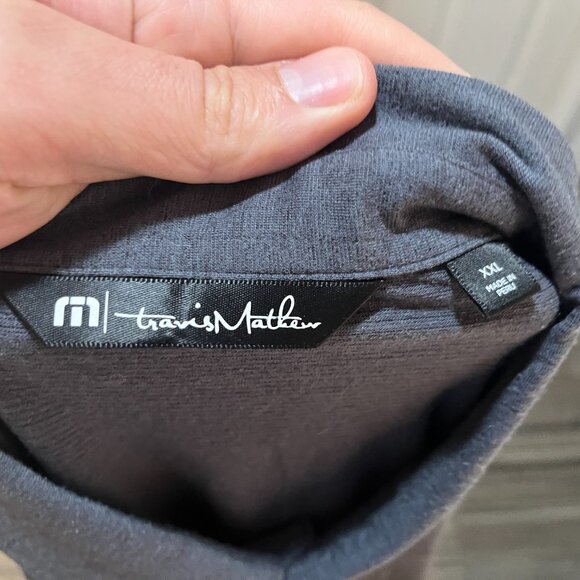 Travis Mathew Men's gray blue & pink striped golf polo shirt XXL Mint Condition - Picture 5 of 6